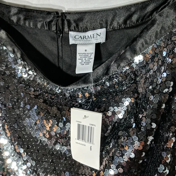 Carmen Marc Valvo Sequin, Long Skirt. Size 6 - Picture 4 of 7